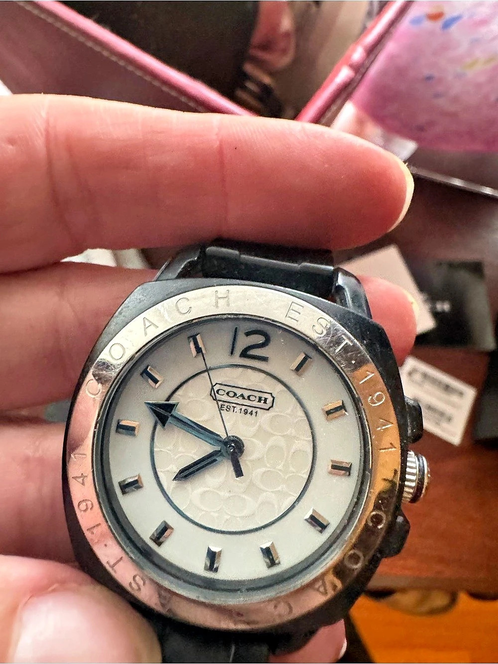 Coach Libby Analog Watch Black & Silver with Box